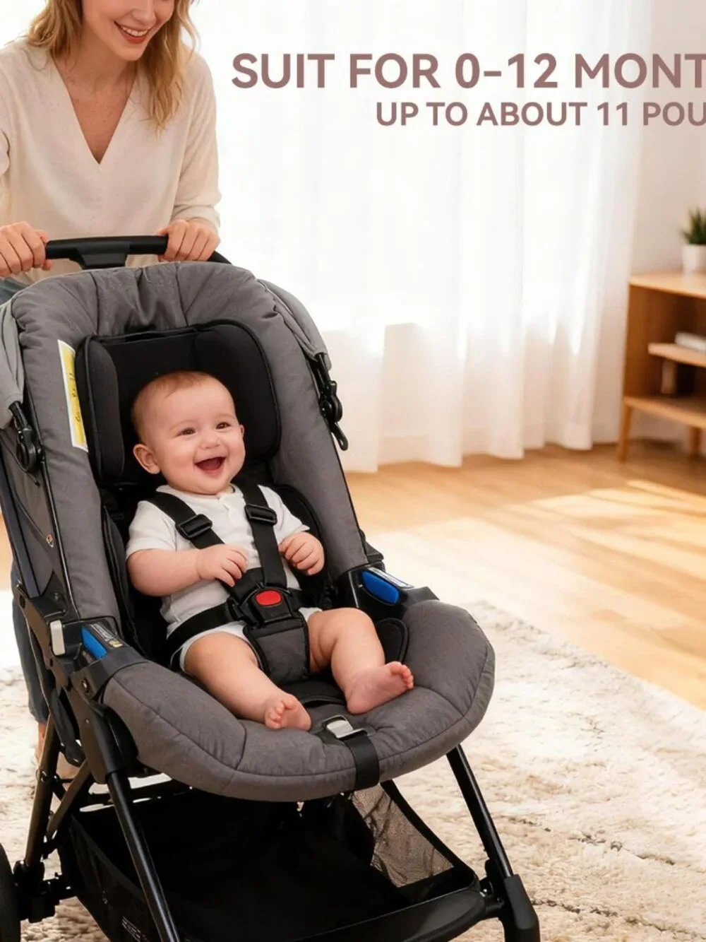 Black Infant Car Seat Insert 0-24 Months